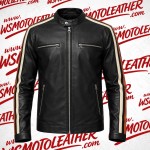  Mens  Leather jacket with racing stripes 2026